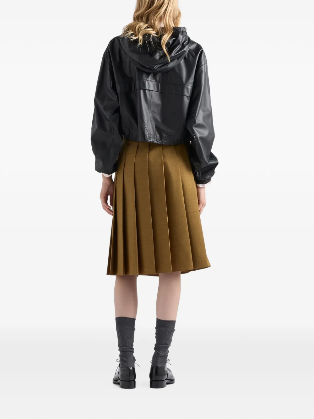 Prada Jack van nappaleer met capuchon Zwart
