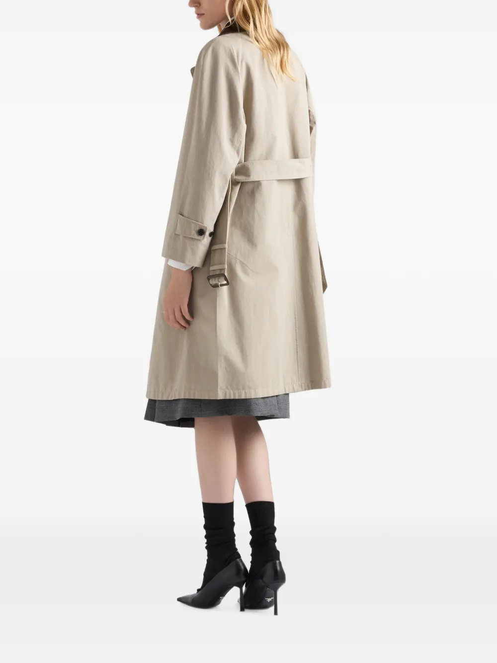 Prada Popeline jas met enkele rij knopen Beige