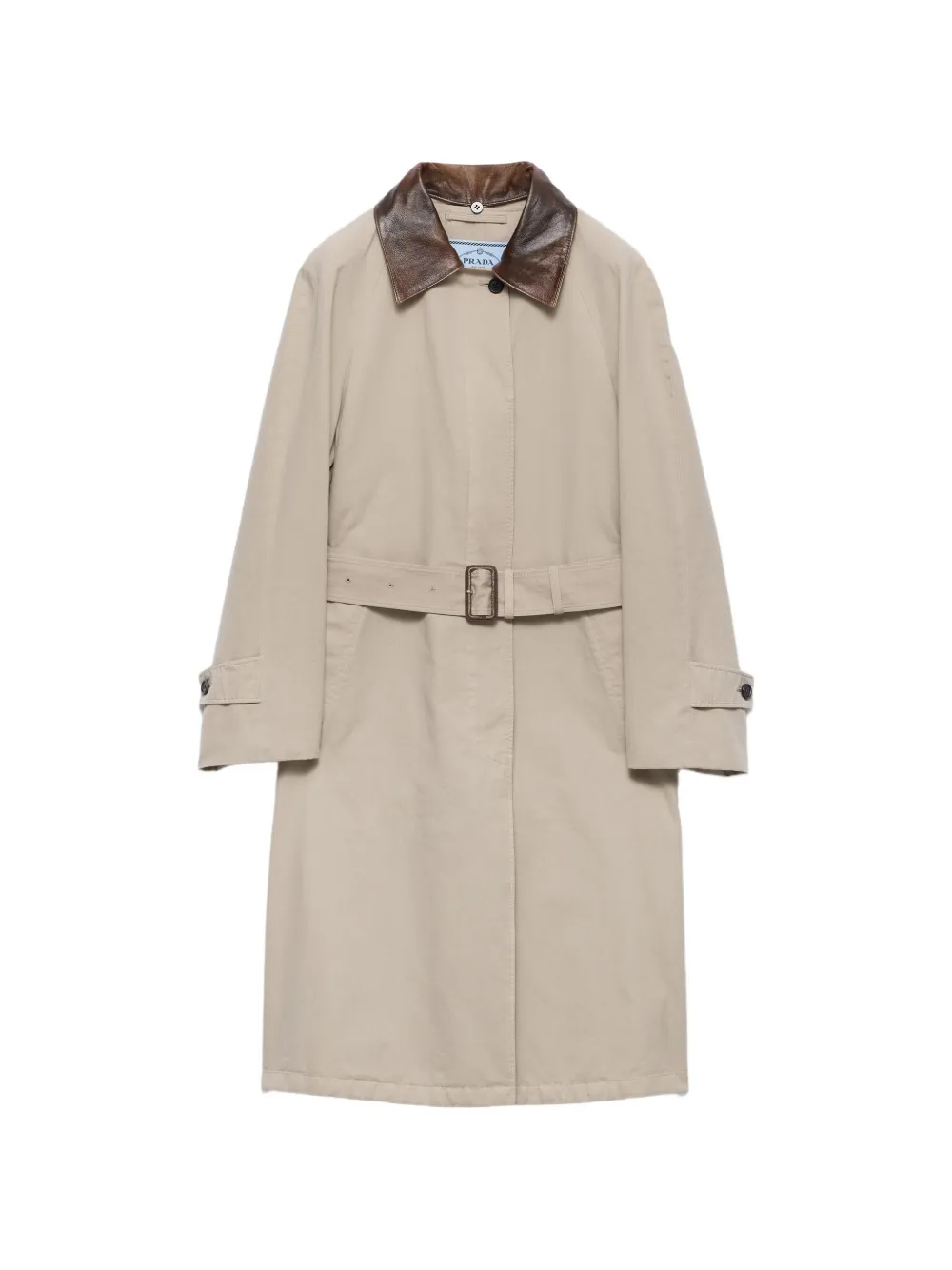 Prada single-breasted old poplin coat - Nude