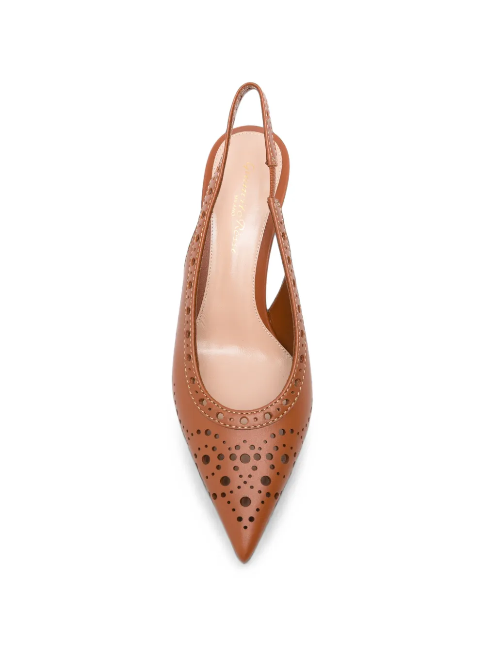 Gianvito Rossi perforated leather slingback pumps Bruin
