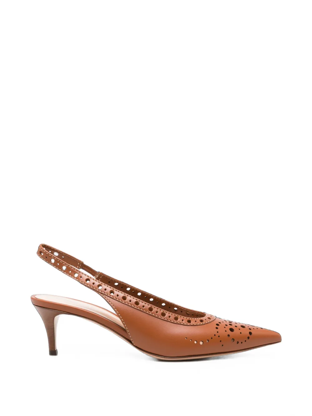 Gianvito Rossi perforated leather slingback pumps Bruin