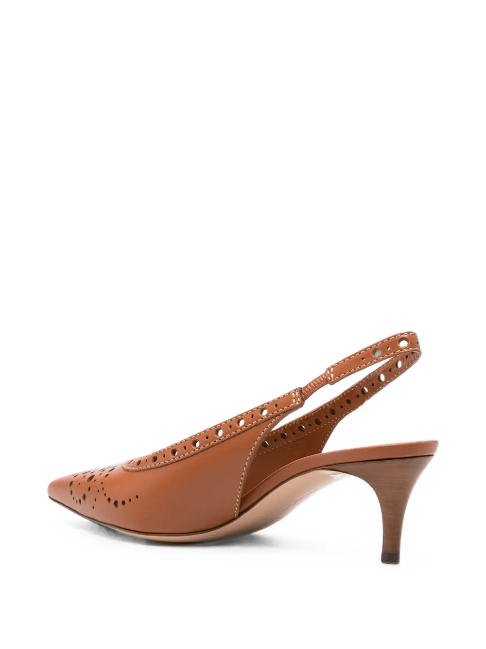 Gianvito Rossi perforated leather slingback pumps Bruin