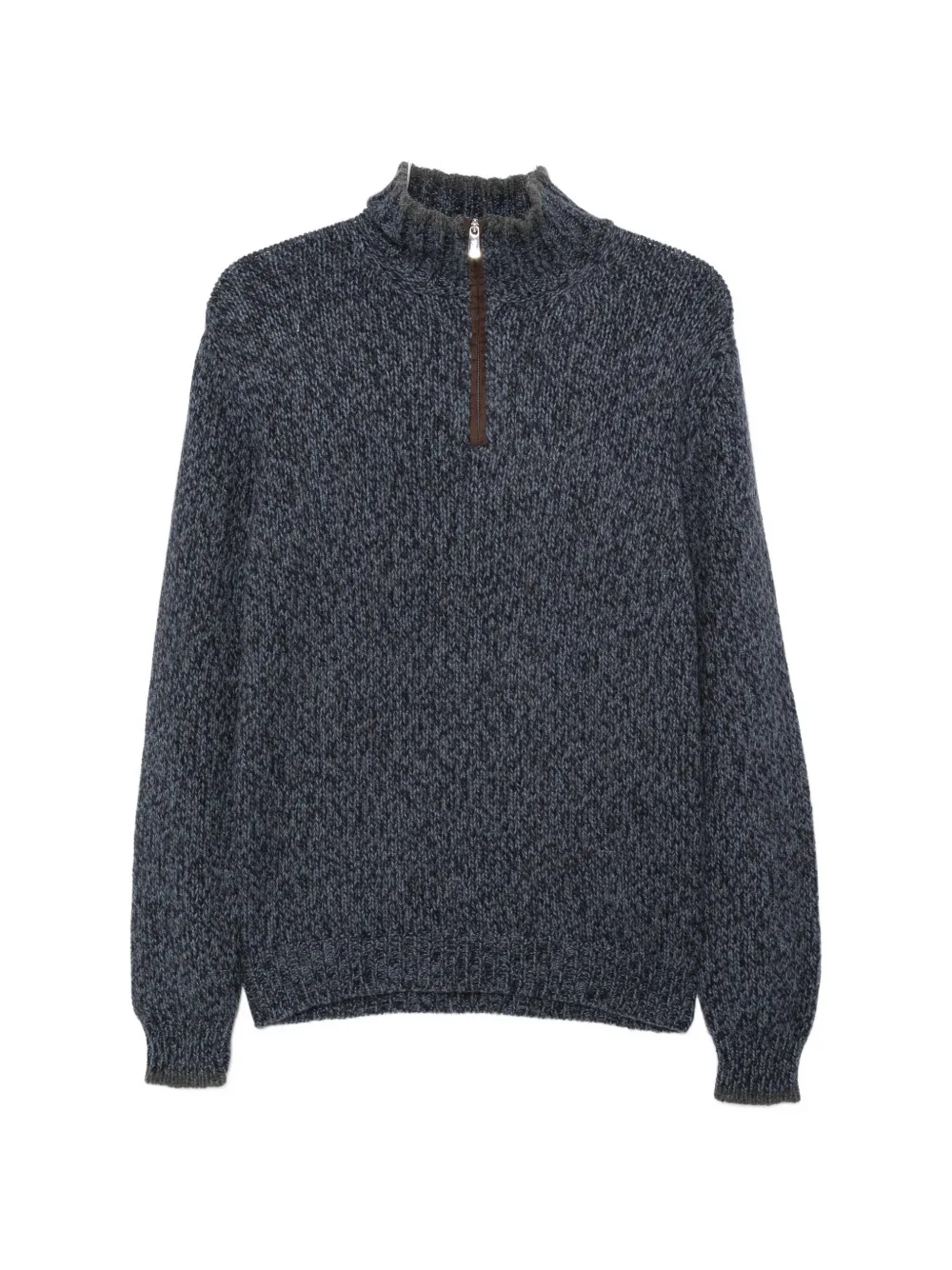 Fedeli Langärmeliger Pullover mit Viertelreißverschluss - Blau
