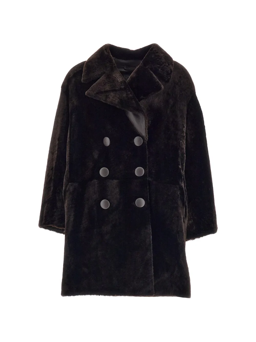 Desa 1972 Double-breasted Shearling Coat In Brown