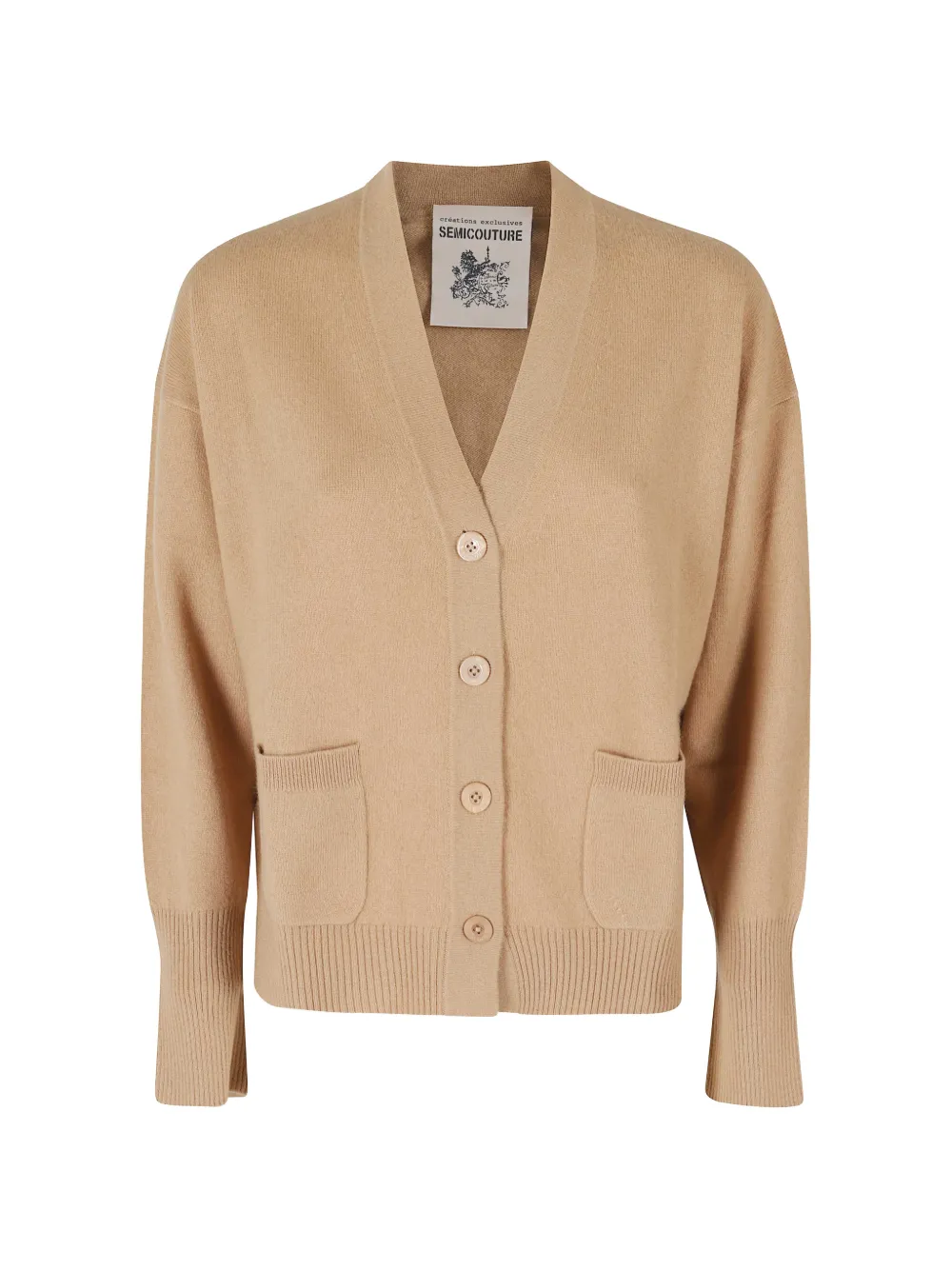 Semicouture button-up patch-pocket cardigan