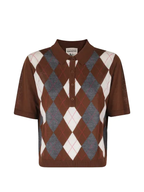 Semicouture Diana argyle-knit polo shirt