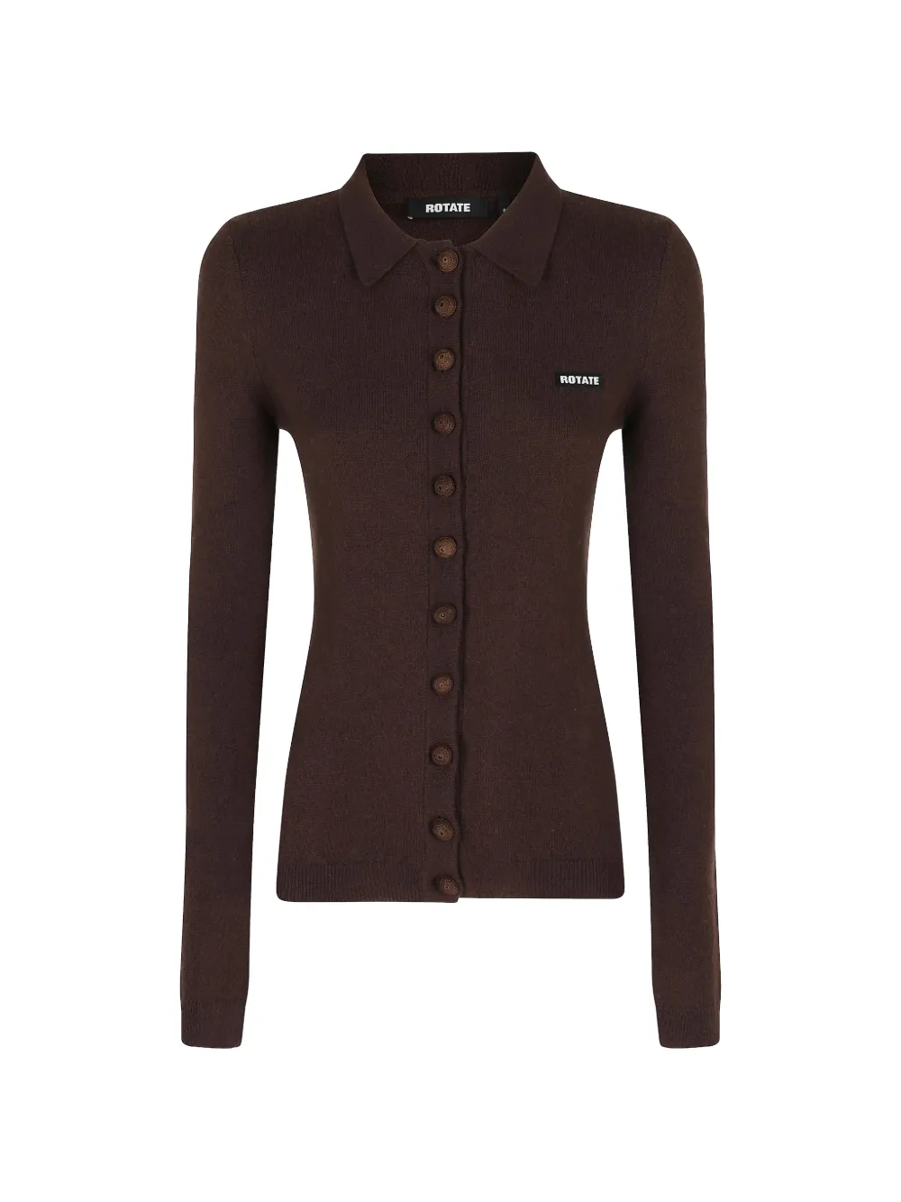 ROTATE BIRGER CHRISTENSEN knitted polo top dark brown - Marrone