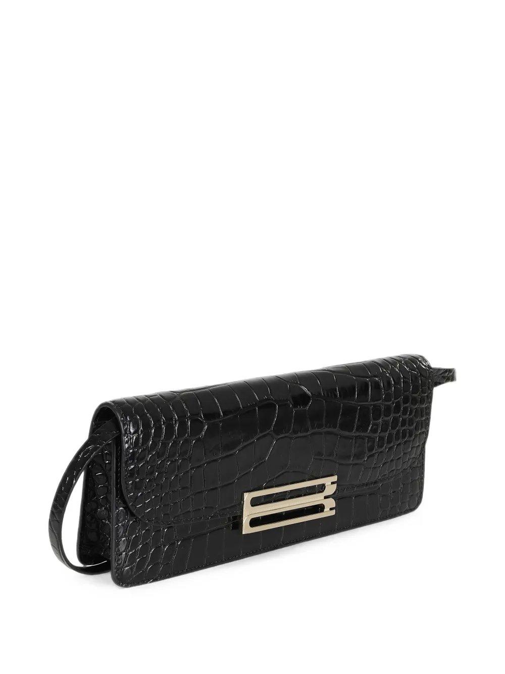 Victoria Beckham Dorian clutch met krokodillen-reliëf Zwart