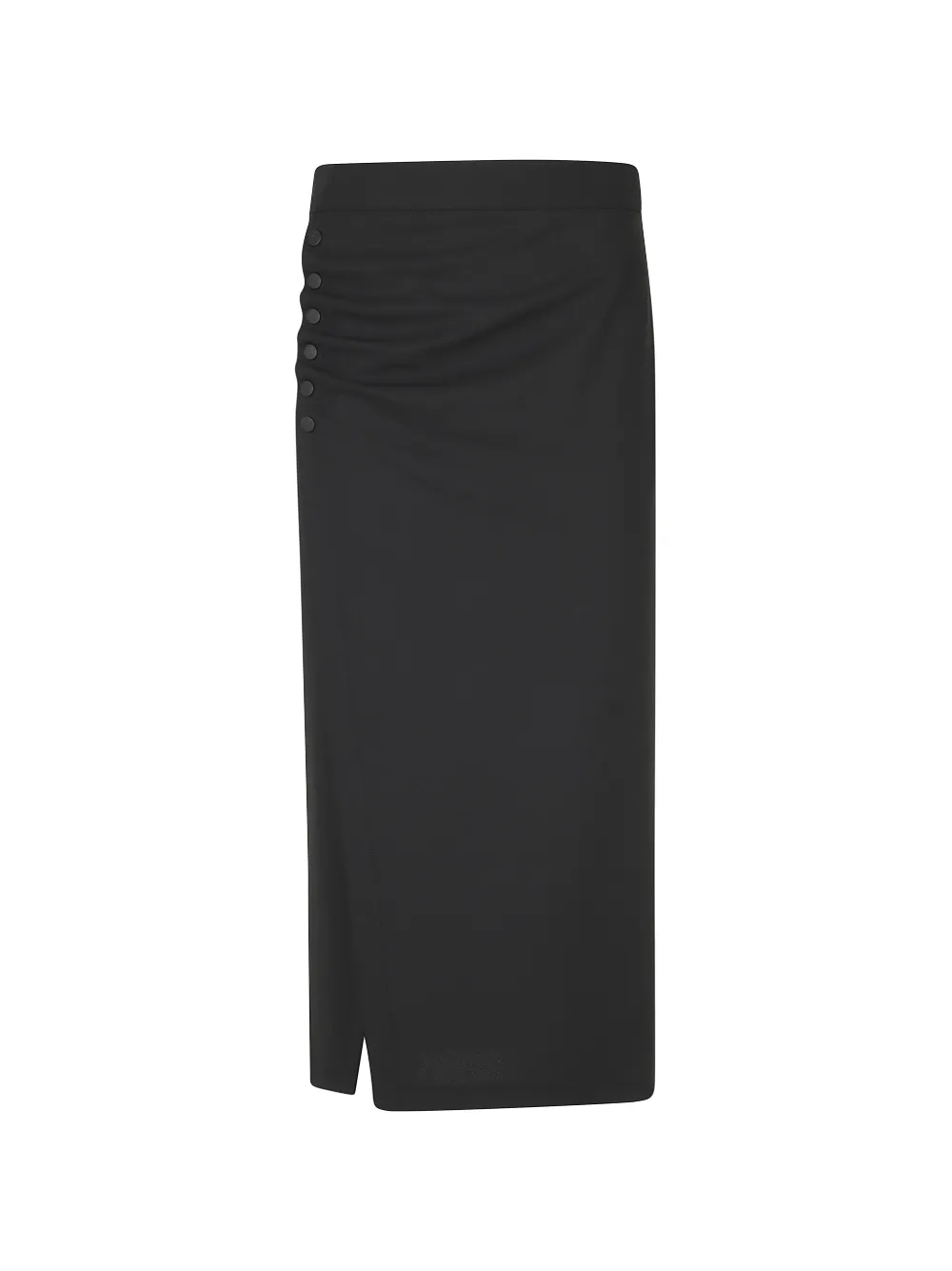 Emporio Armani Button-embellished Ruched Midi Skirt in Black