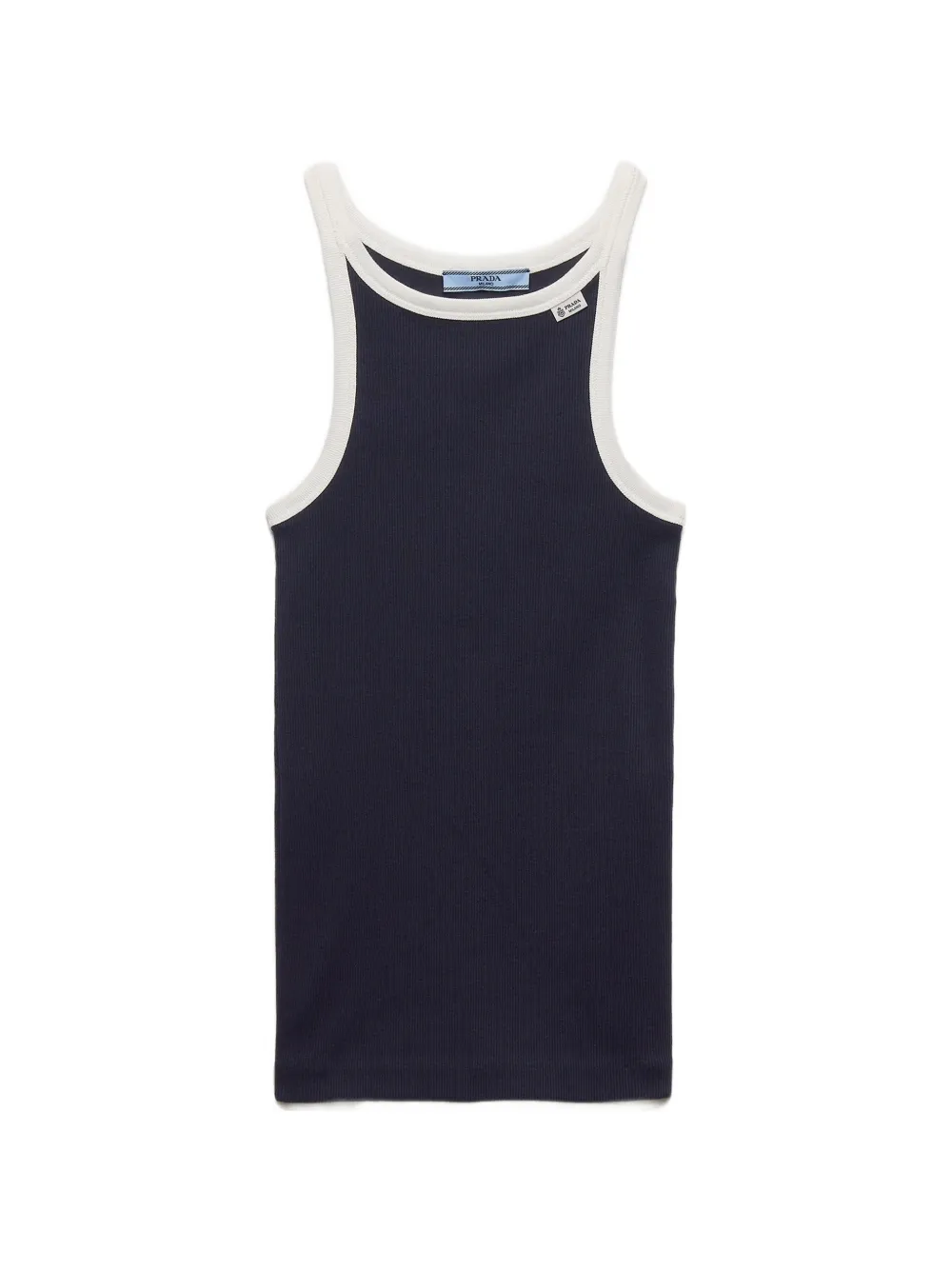 Prada Ribgebreide top met contrasterende afwerking Blauw