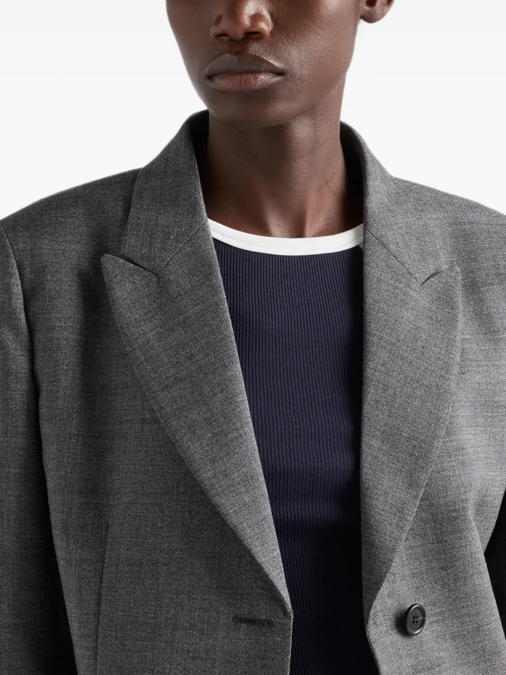Prada Ribgebreide top met contrasterende afwerking Blauw