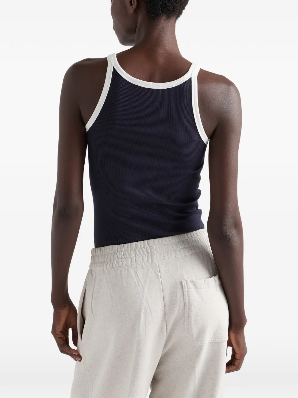 Prada Ribgebreide top met contrasterende afwerking Blauw
