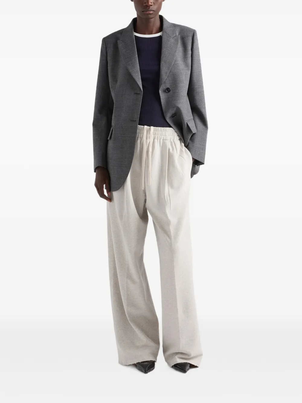 Prada Ribgebreide top met contrasterende afwerking Blauw