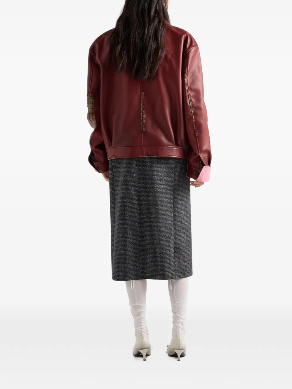 Prada Geruit nappaleren jack met pied-de-poule print Rood