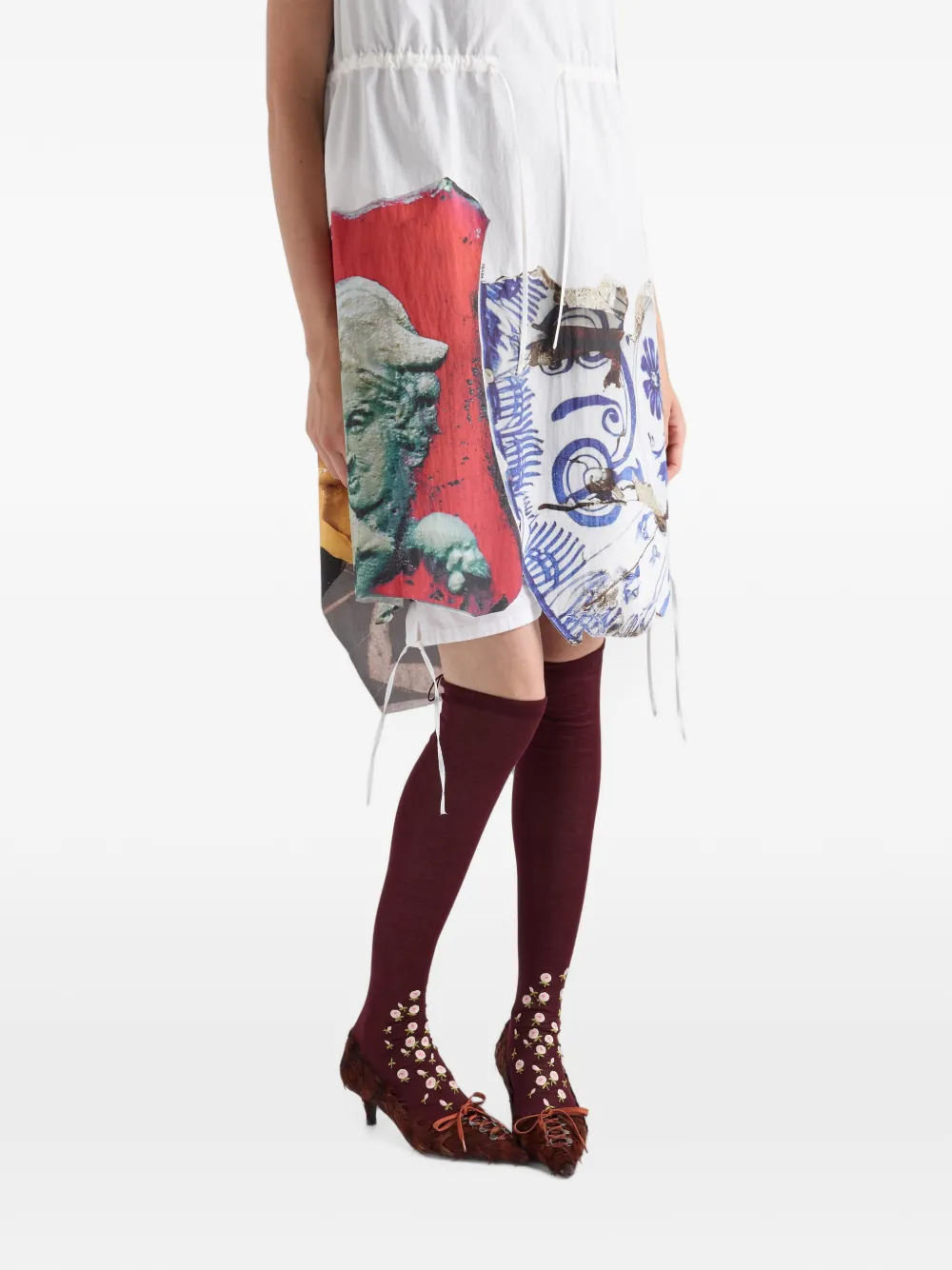 Prada Compacte stoffen jurk met print Wit