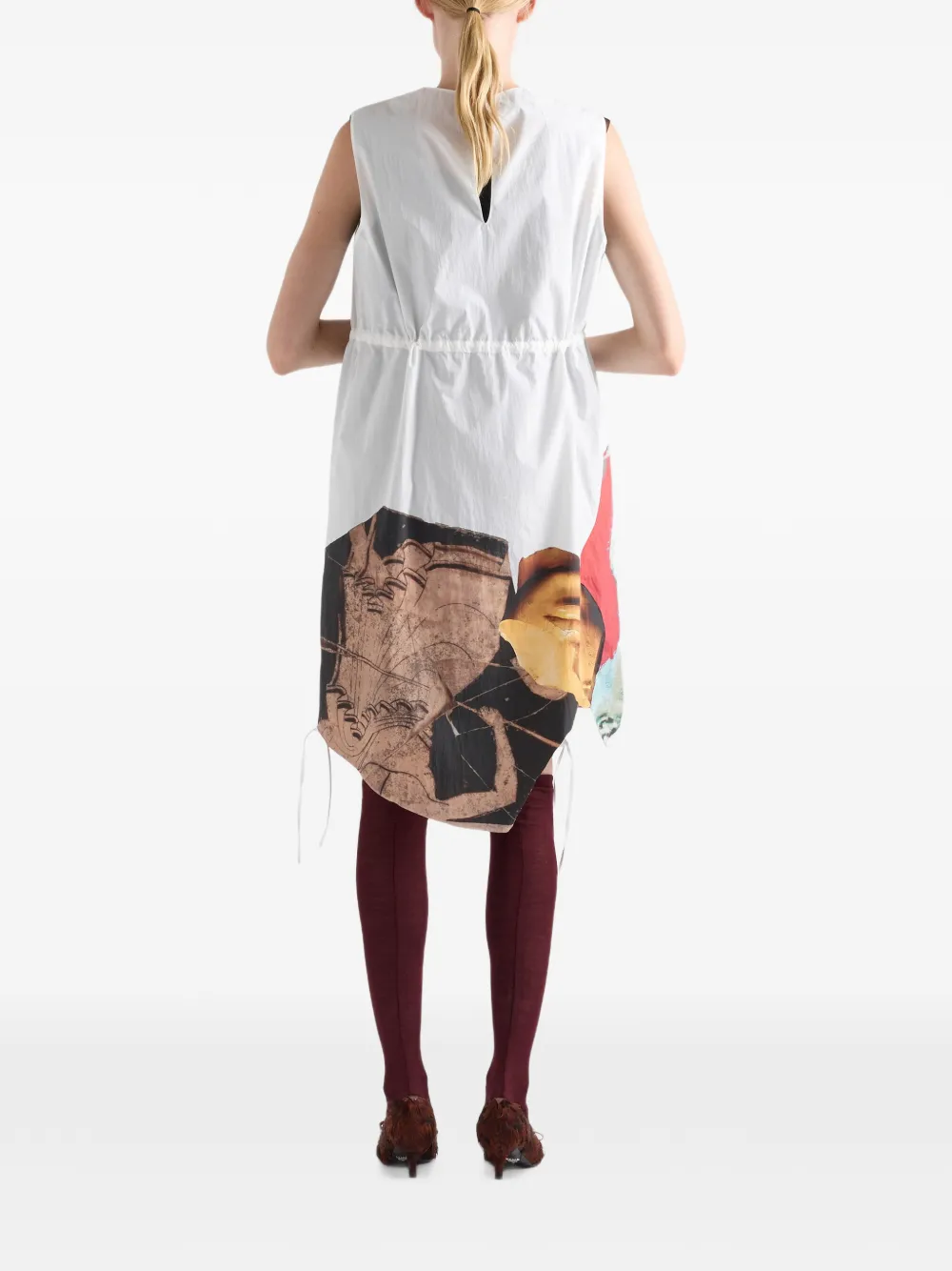 Prada Compacte stoffen jurk met print Wit