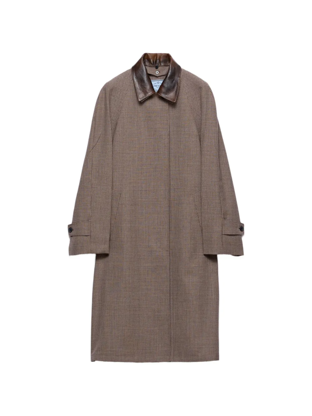Prada single-breasted houndstooth check wool coat - Marrone