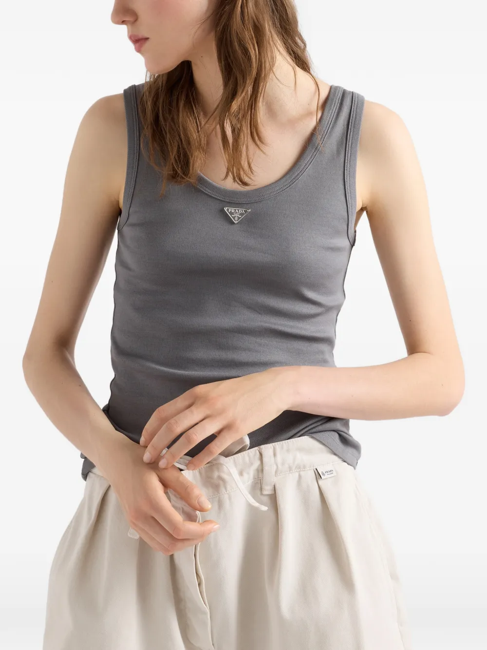 Prada Ribgebreide tanktop Grijs