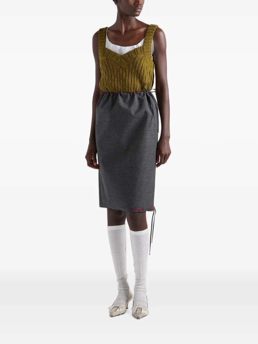 bonded hopsack midi-skirt with devoré-effect, image 3 of 6