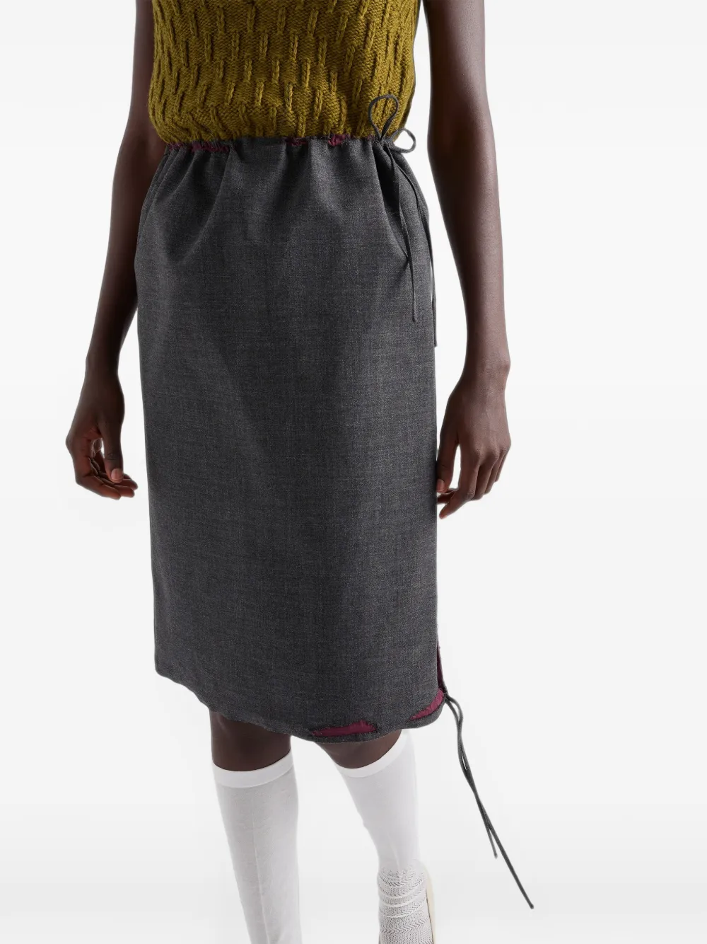 bonded hopsack midi-skirt with devoré-effect, image 5 of 6