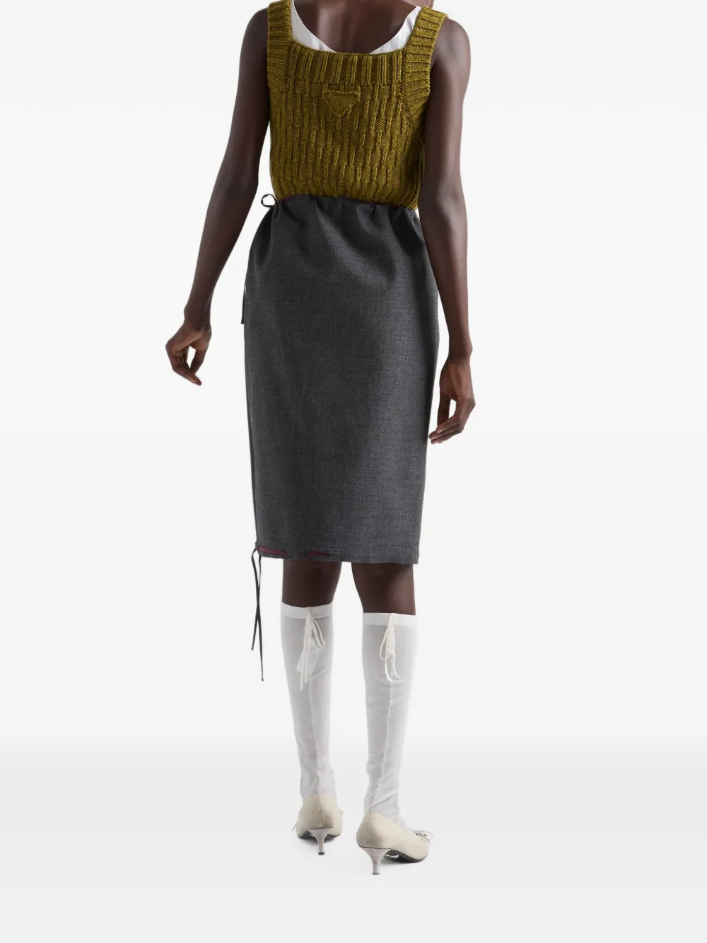 bonded hopsack midi-skirt with devoré-effect, image 4 of 6