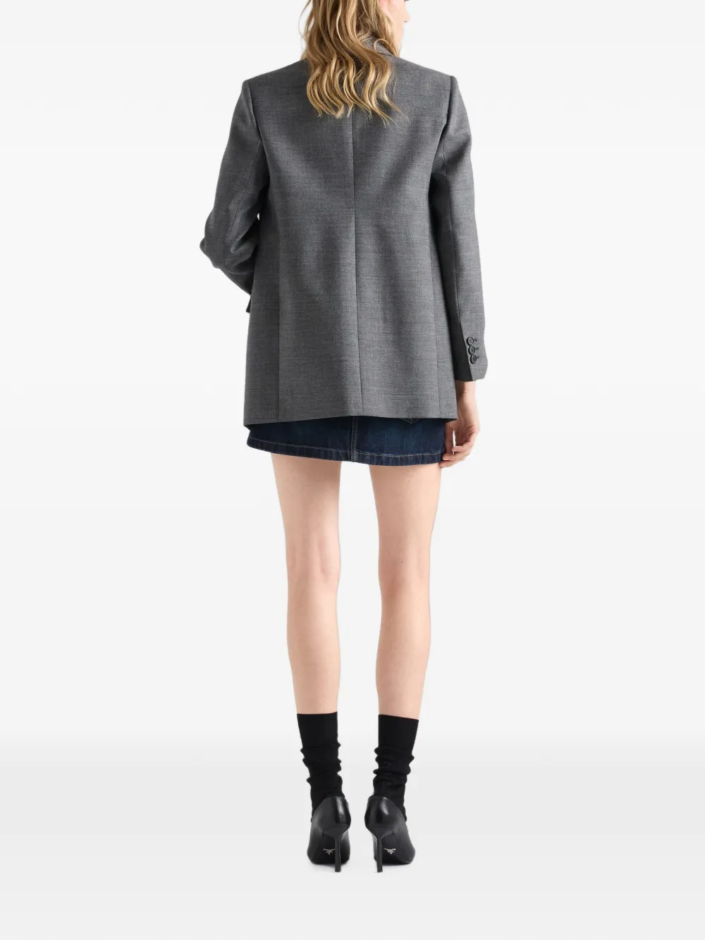 Prada Spijkerrok met trekkoord Blauw