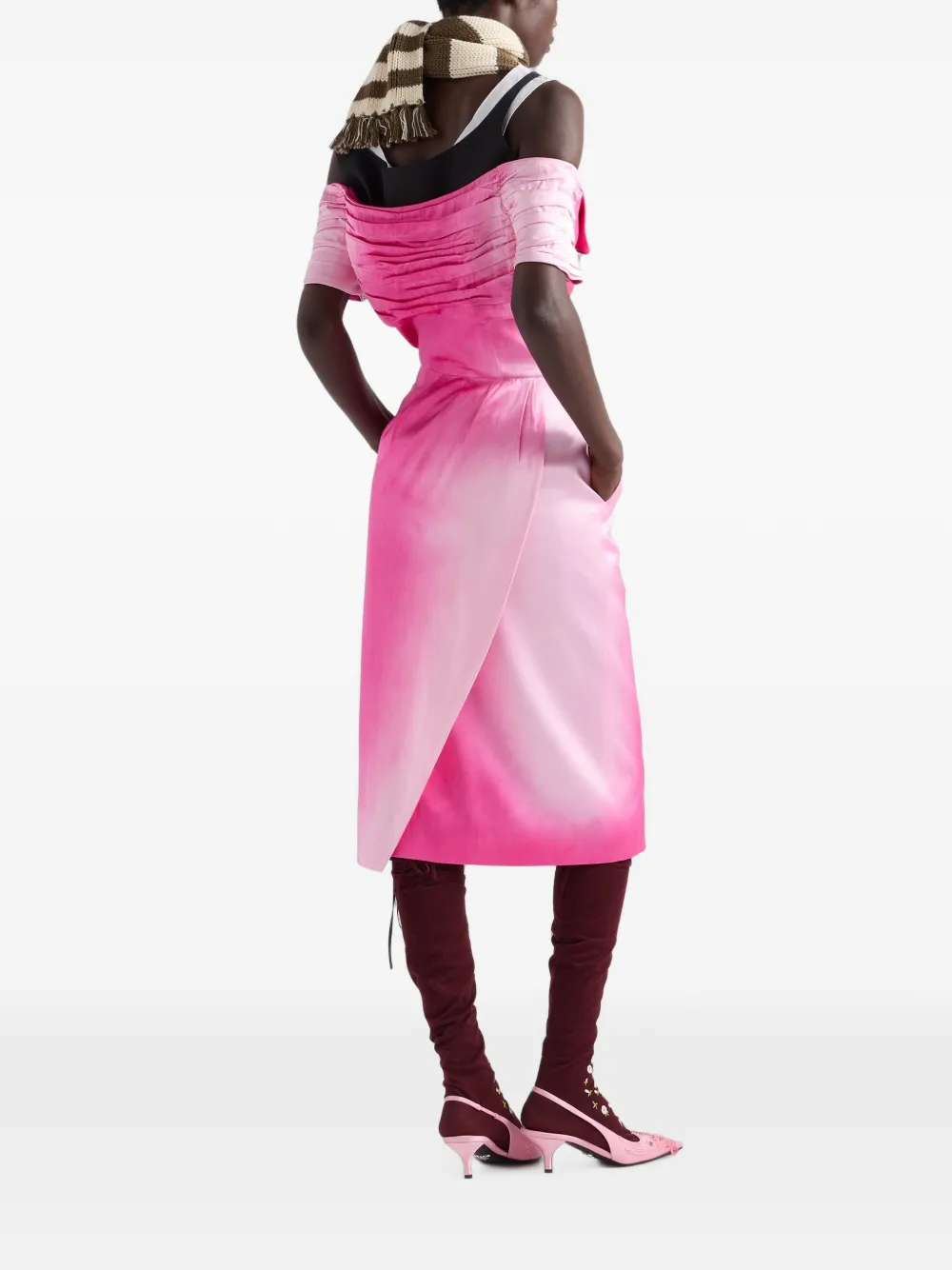 Prada Duchesse jurk met verwassen effect Roze