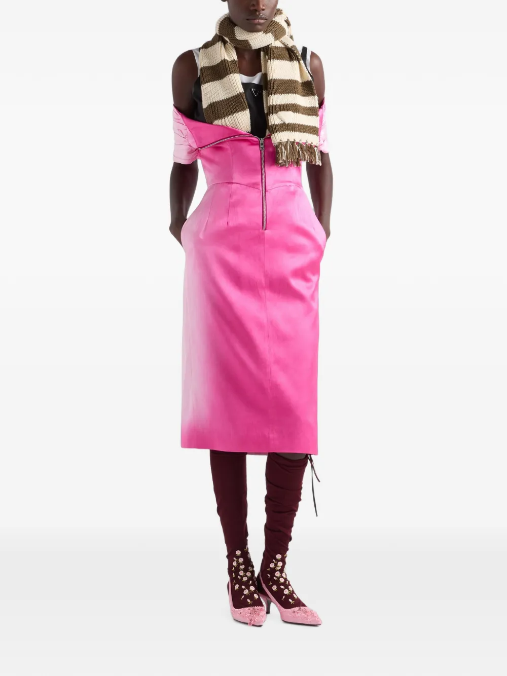 Prada Duchesse jurk met verwassen effect Roze