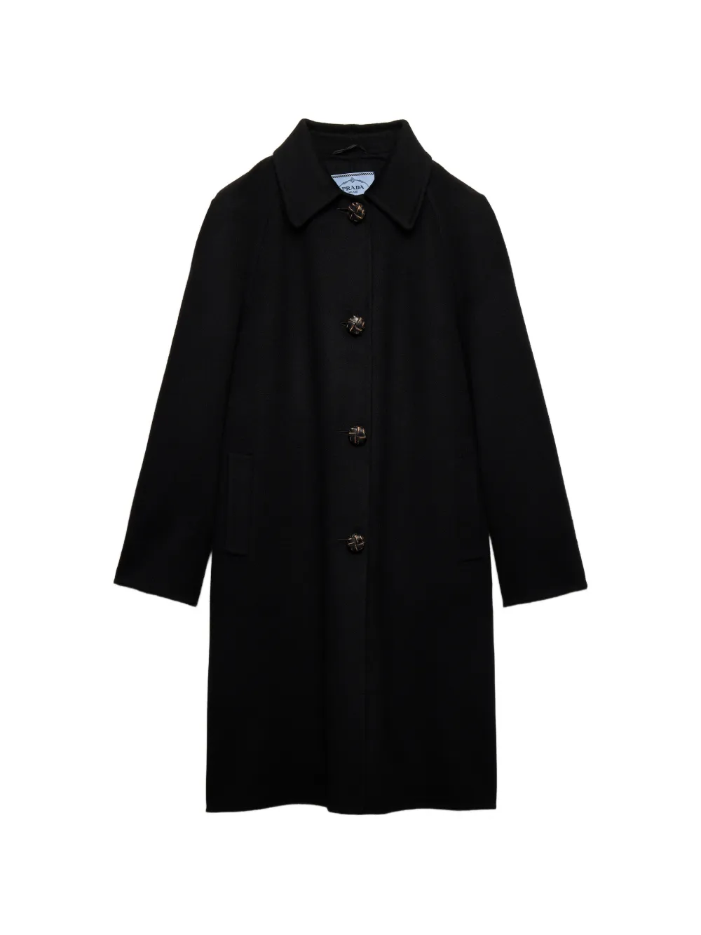 Prada Single-breasted Double Cashmere And Wool Coat In Black