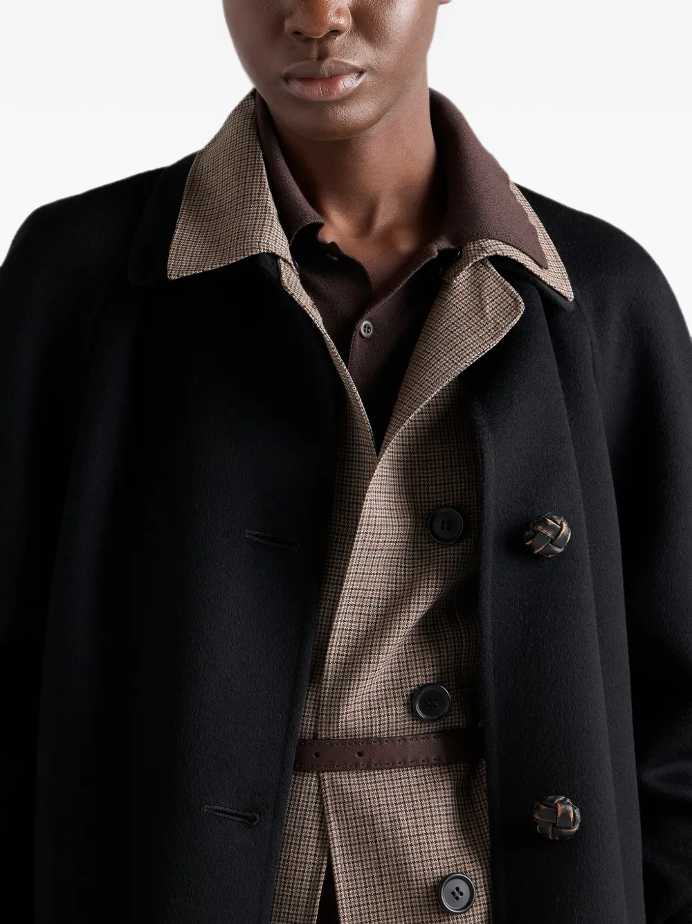 Prada Single-breasted Double Cashmere And Wool Coat In Black