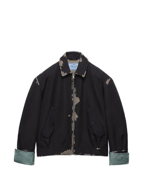 Prada bonded-leather and houndstooth jacket