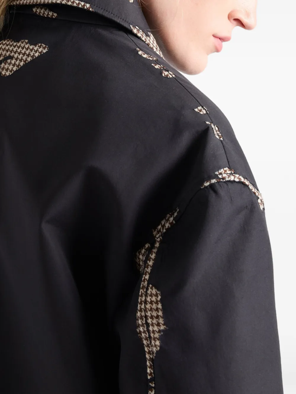 Prada Jack van leer met pied-de-poule print Zwart