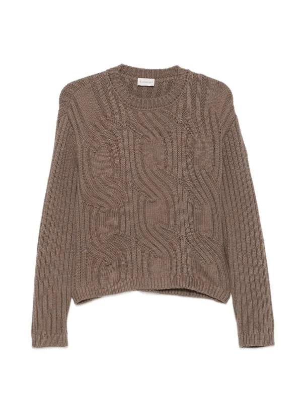 Moncler Ribbed Cable-knit Sweater in Brown