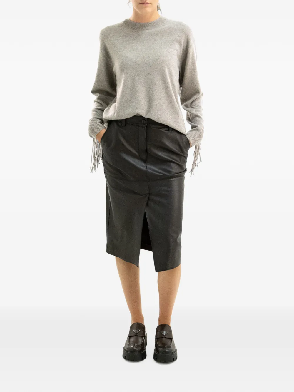 P.A.R.O.S.H. fringe-detail sweater Beige