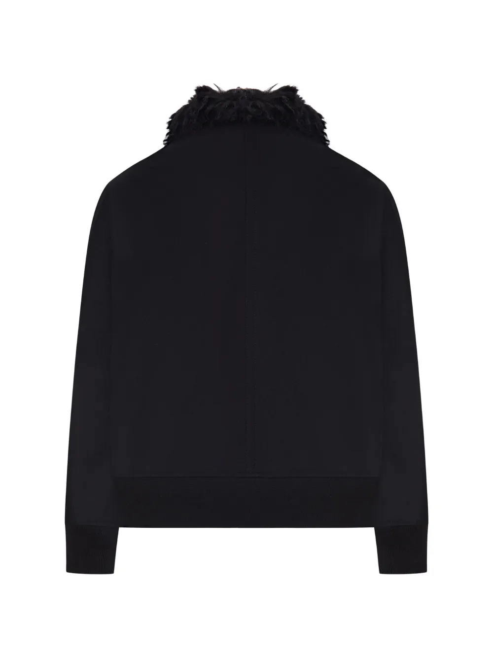 sacai Melton wollen jack met kraag van imitatiebont Zwart