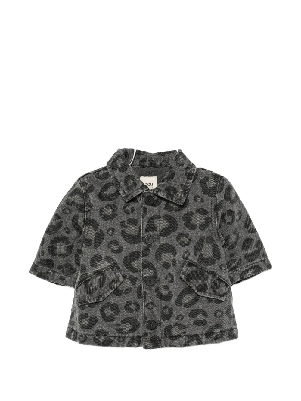 Douuod Kids leopard-print denim jacket - Grau