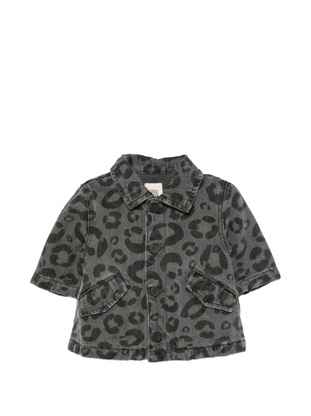 Douuod Kids leopard-print denim jacket - Grigio