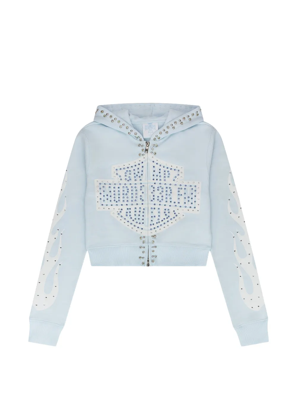 MURD333R.FM Chop333r crystal-embellished zip-up hoodie - Blu