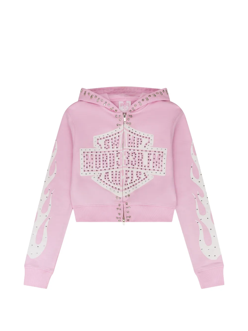 MURD333R.FM Chop333r crystal-embellished zip-up hoodie - Rosa