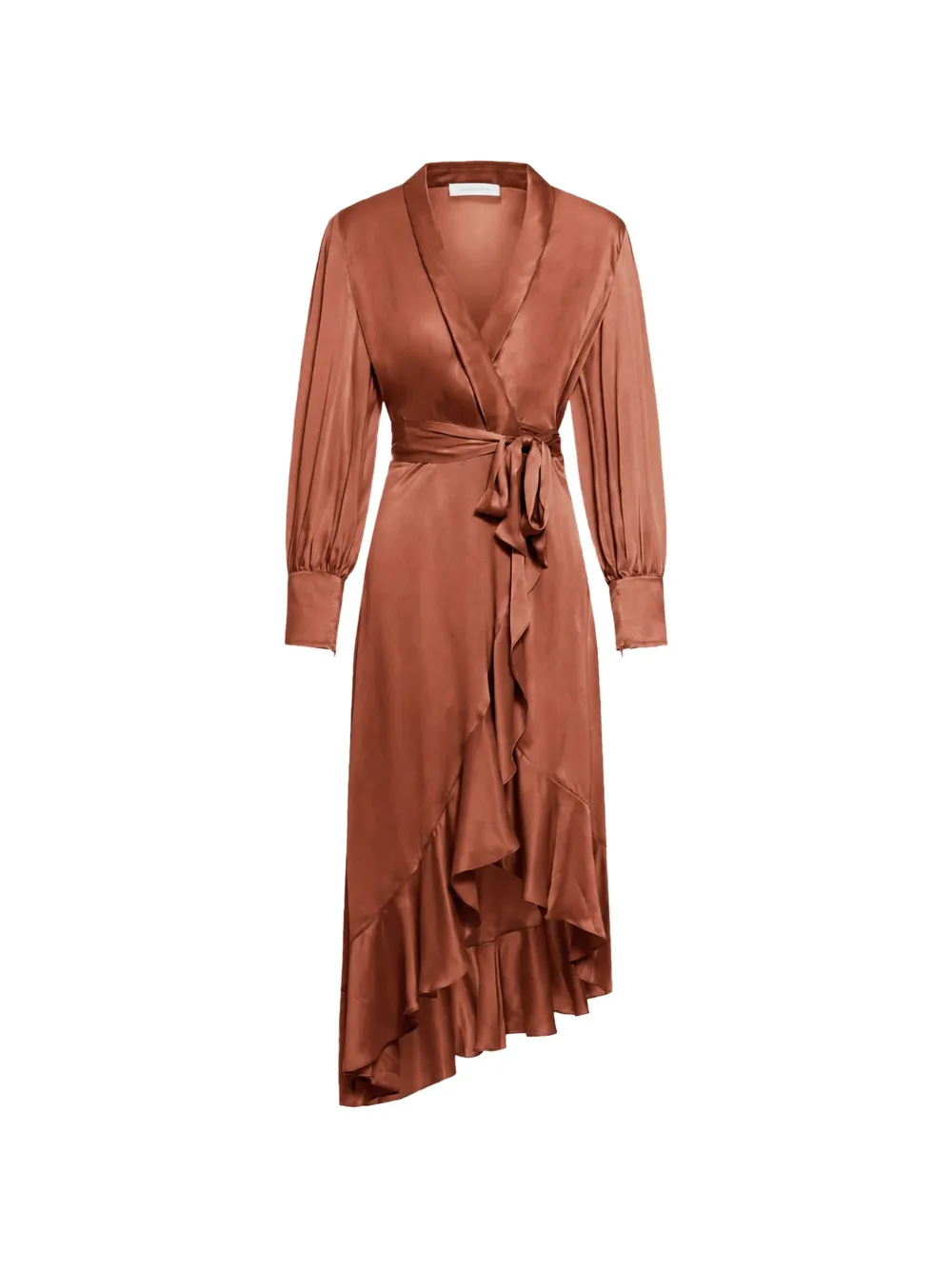 ZIMMERMANN ruffled silk wrap midi dress - Arancione