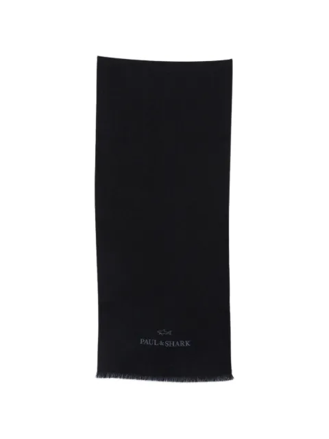 Paul & Shark logo-embroidered fringed scarf