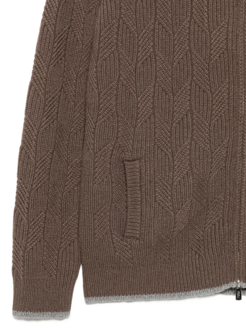 Fedeli Kabelgebreid vest met ritssluiting Bruin