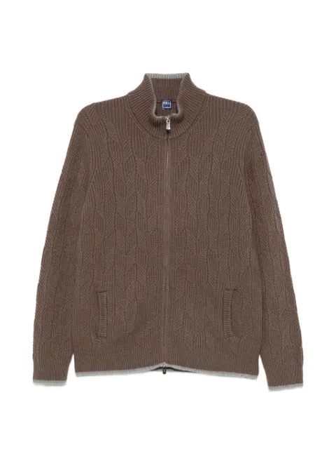 Fedeli cable-knit zip-fastening cardigan