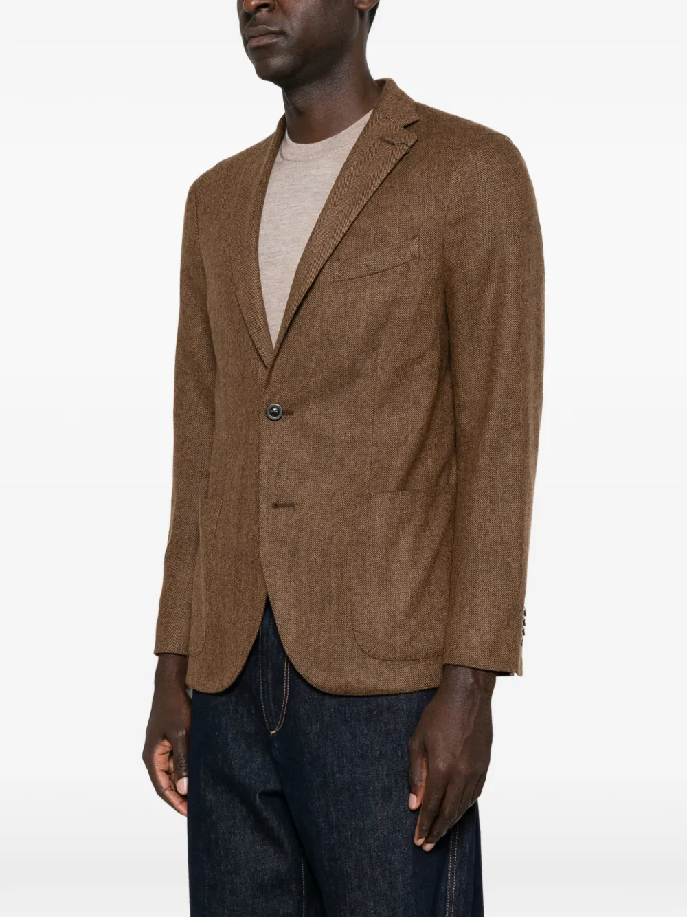 Boglioli Blazer met visgraatpatroon Bruin