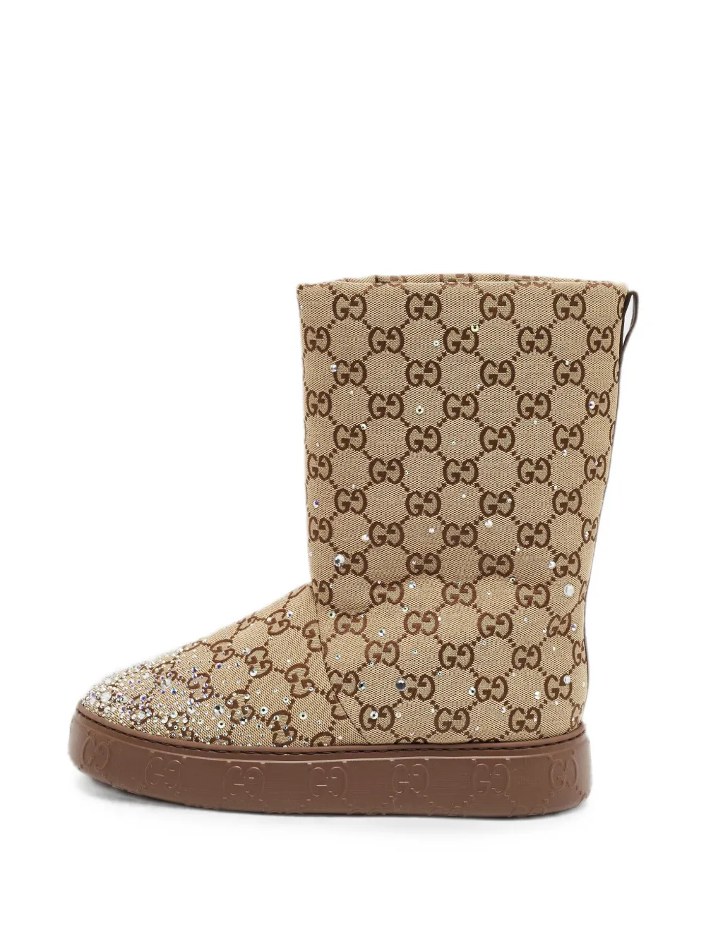 Gucci Pre-Owned Microguccissima crystal-embelishments snow boots - Nude