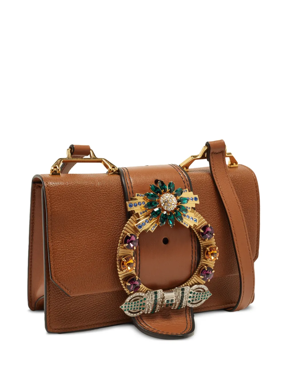 Miu Miu Pre-Owned Lady crystal-embellished shoulder bag - Marrone