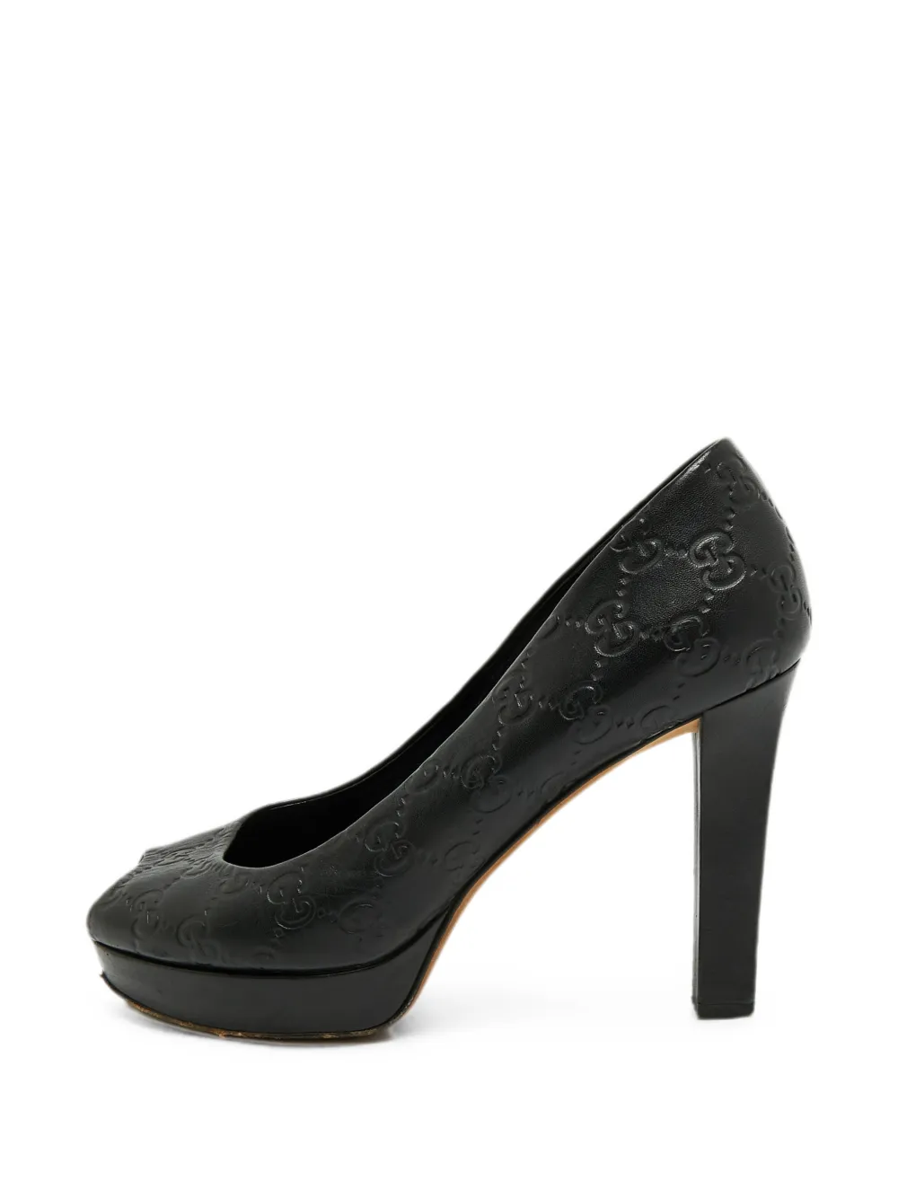 Gucci Pre-Owned Guccissima peep-toe pumps - Schwarz