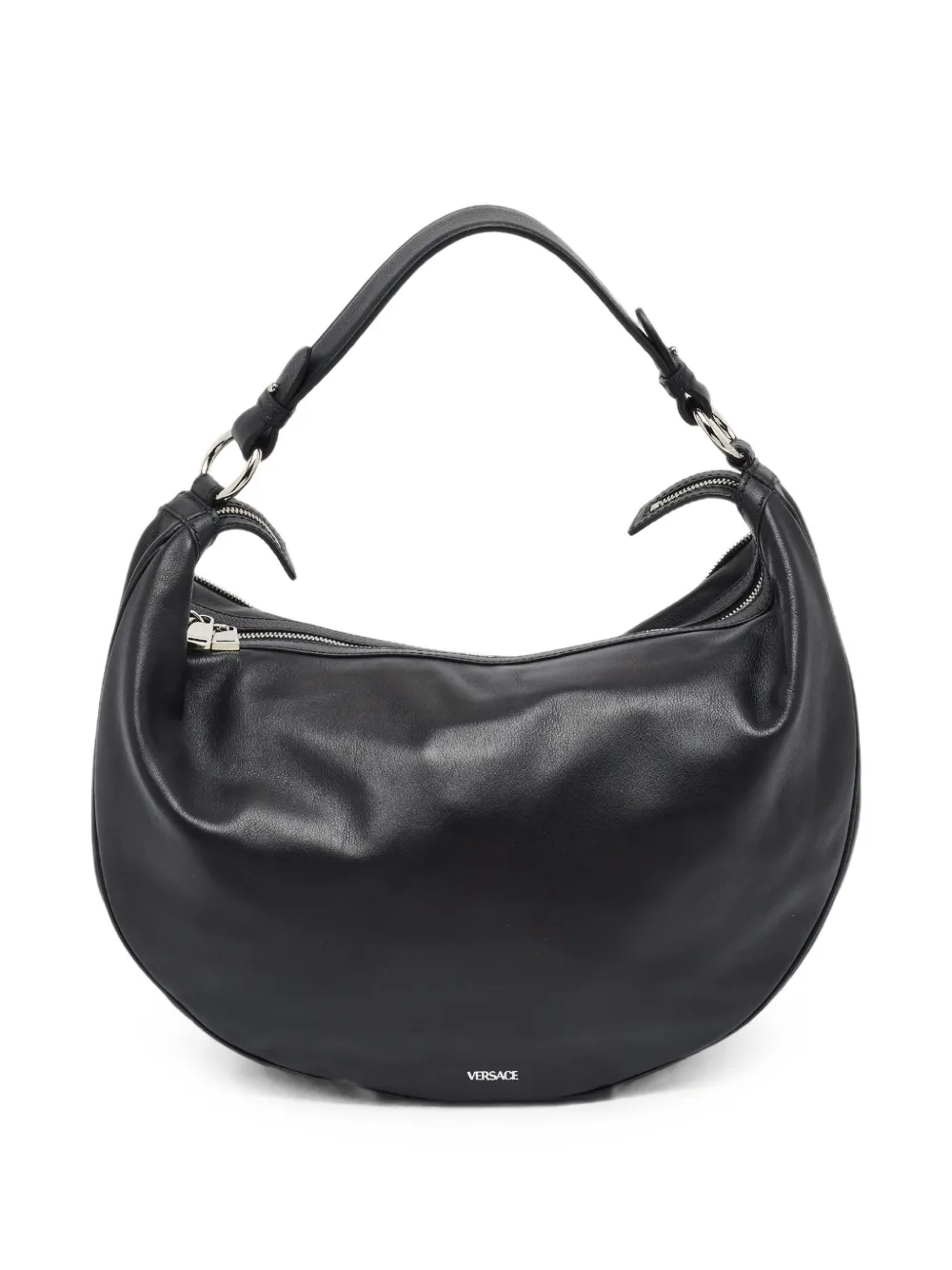 Pre-owned Versace Repeat Leather Tote Bag In Black