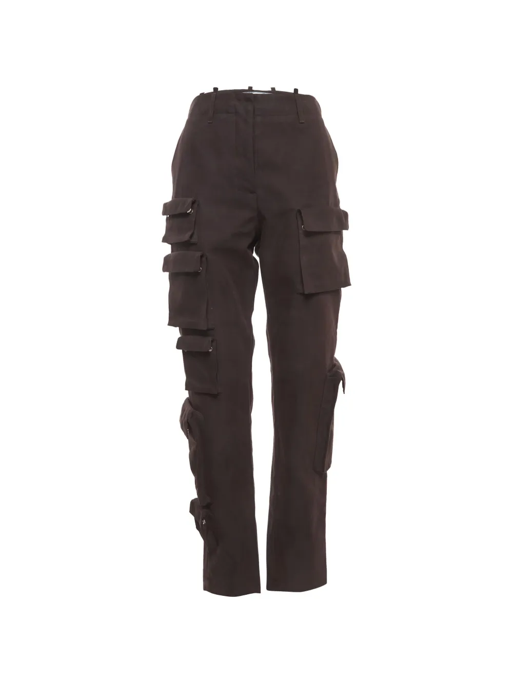 Pre-owned Off-white Multi-pocket Gabardine Cargo Pants In Brown
