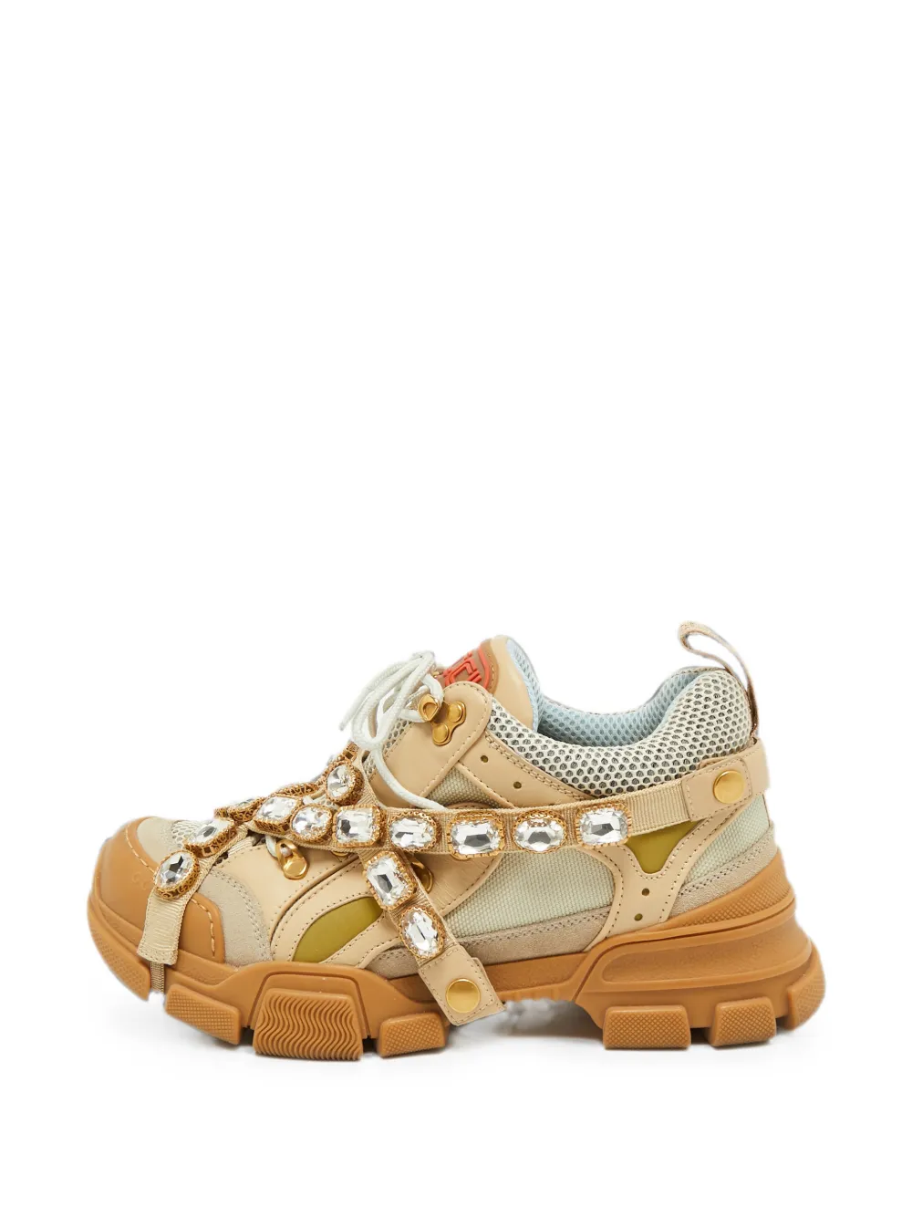 Gucci Pre-Owned Flashtrek crystal-embellished sneakers - Nude